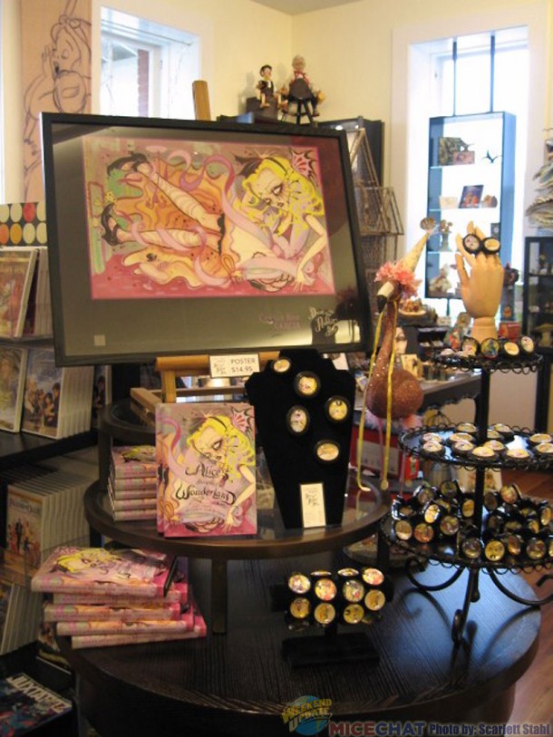 Camille Rose Garcia's Alice merchandise at the Walt Disney Family Museum Gift Shop.