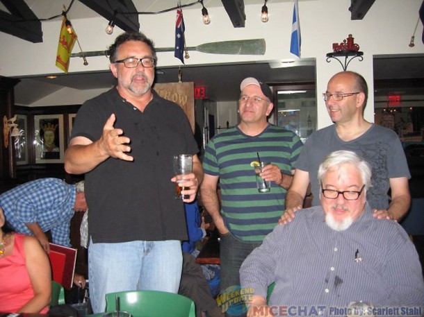 Producer Don Hahn making the toast, along with Joe Haidar, Raul Garcia and Tom Sito. Don also produced Beauty and the Beast and the Lion King.