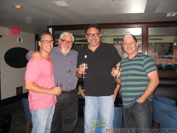 L-R Matthew O’Callaghan ( animator Bennie the Cab, Lena Hyena, and Chef Louie in Mermaid), Tom Sito (animator and author as well as professor at USC), Don Hahn (producer), Joe Haidar ( animator, did a lot of Gaston in Beauty and the Beast)