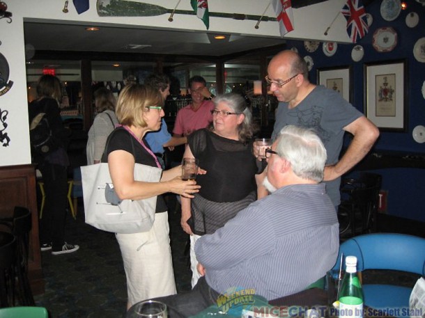 Pat and Tom Sito speaking to Raul and Rocio Garcia . Rocio is a journalist, and Raul is an award winning filmmaker from Spain. His animator credits include Bluth’s Land Before Time, Disney’s Roger Rabbit, Beauty and the Beast and Aladdin.