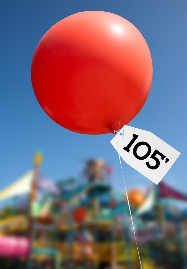 a hight balloon to signify that an attraction 105 feet tall will be built at Aquatica in Orlando