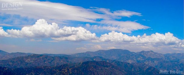 Lift producing cumulus clouds over the San Gabriel Mountains