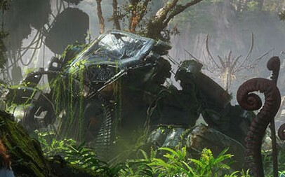 A ruined vehicle.