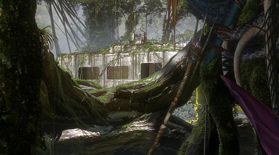 A vine-covered trailer (like the one at the end of the movie)