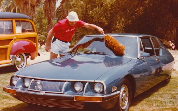 Bob Gurr dusting his 1971 Citroen Maserati show car 