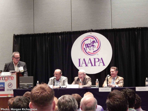 Marty Sklar, Jack Lindquist and Lee Cockerell address the audience during the Legends Panel. 