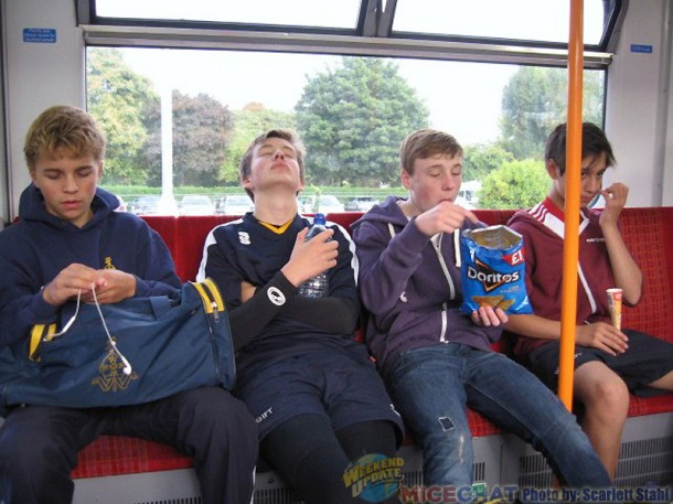 English boys on train