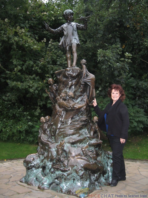 Linda at Peter Pan statue in Kensington Gardens London