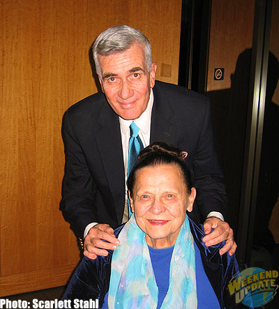A picture of John Canemaker, curator of the Mary Blair Exhibit, with Disney Legend Alice Davis