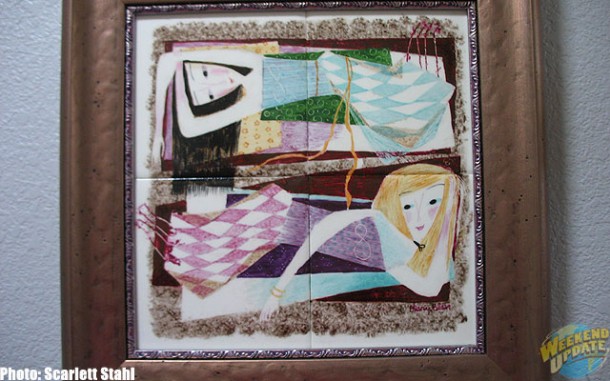 Reclining Women tiles -- in guest bath.