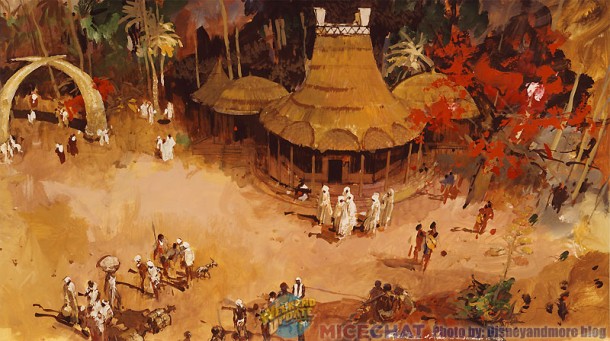 Herb Ryman artwork showing the African village