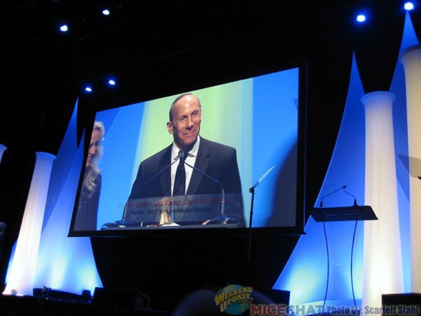 Michael Giaimo., Art Director of Frozen, accepting the award for Production Design in an Animated Feature Production