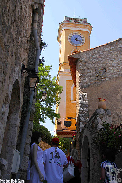 The Notre Dame towers over the narrow and steep Eze passageways