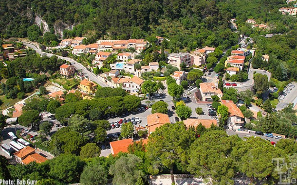 The mountain top Eze village looks down on the modern Eze 