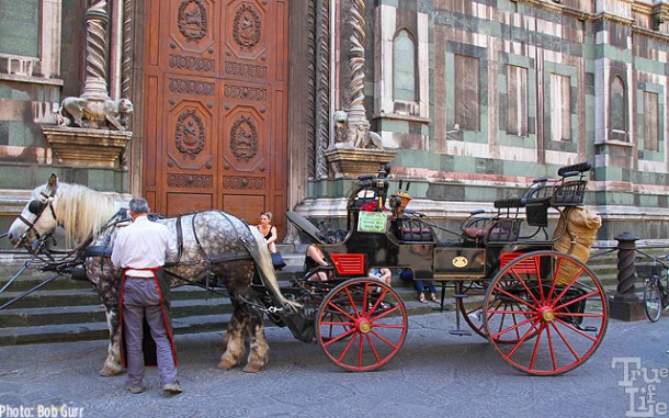 While there are cars in historic Florence, a carriage seem more fitting
