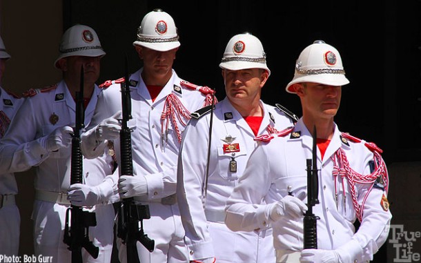 Guardsmen wear classy simple white uniforms