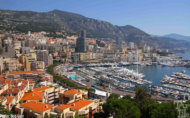 Rising just behind the harbor is fabulously wealthy Monte Carlo city