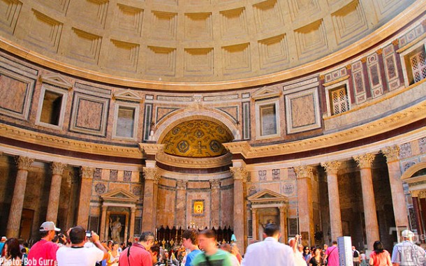 The Pantheon interior has a unique simple beauty of the dome details