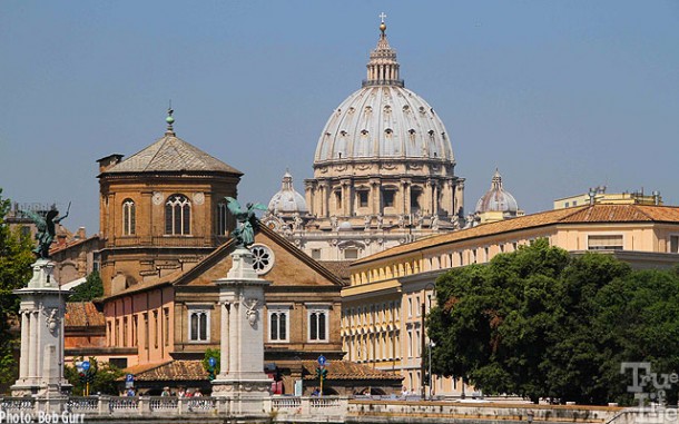 St. Peter's dome is visible from many points in Rome
