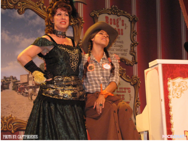 One of Molly's goals was to sing on the stage of the Golden Horseshoe - so guests worked with cast and Miss Lilly to make that happen!