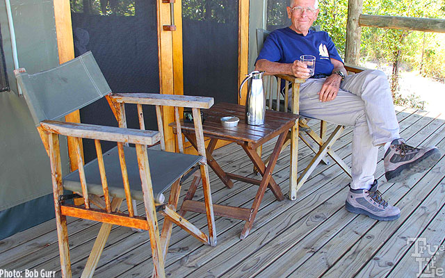 Adventurer Bob has a fabulous wildlife view from the tent porch