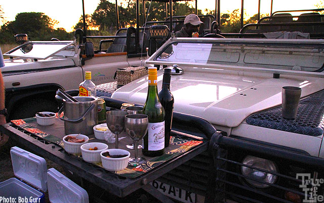 Elegant bar set up for the sundown cocktail hour