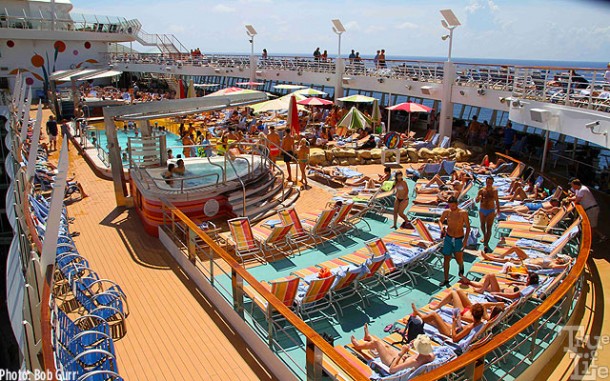 One of several pool decks make for a variety of sun bathing and swimming.