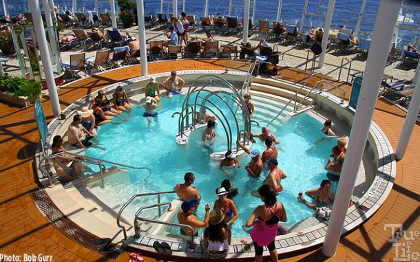 Numerous big Jacuzzis are found everywhere on the top decks.