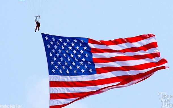 The daily shows open with a parasail flag and the national anthem