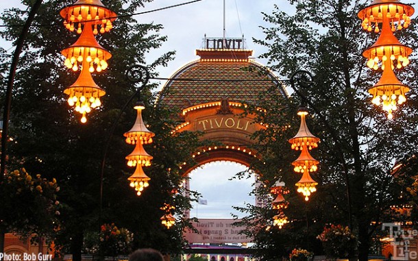 Walkways in side the Gardens feature fanciful hanging lanterns