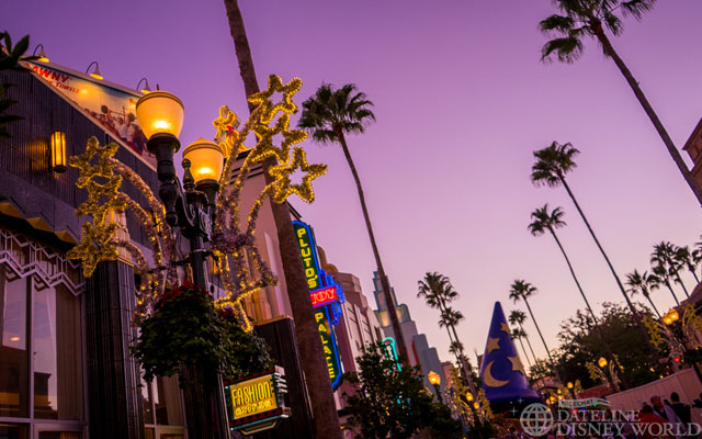 Christmas decor is up on Hollywood Blvd.