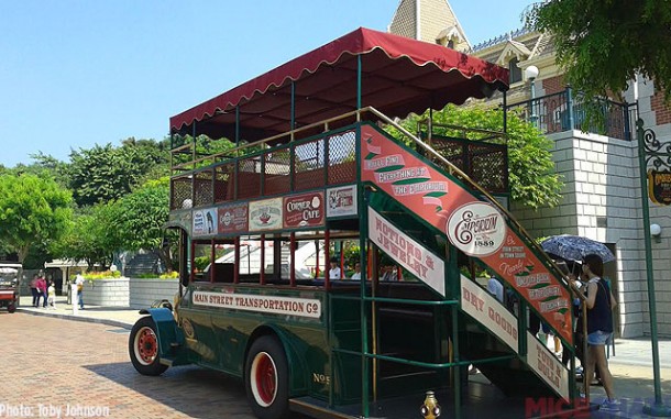 Main Street Vehicles, parked in Town Square during less busy periods of the day