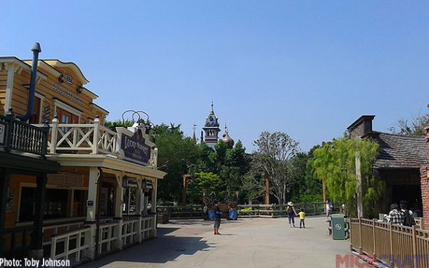 Heading north out of Grizzly Gulch, we see the top spires of Mystic Manor.