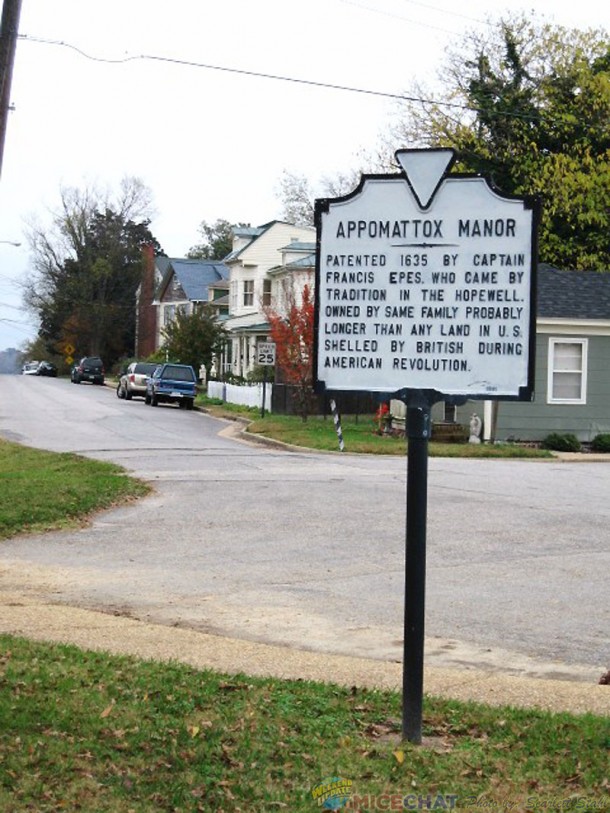 Appomattox sign with Christopher Proctor home in background