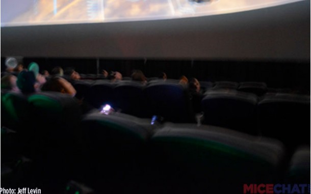 A blurry image of the general seating setup and some of the dome projections.