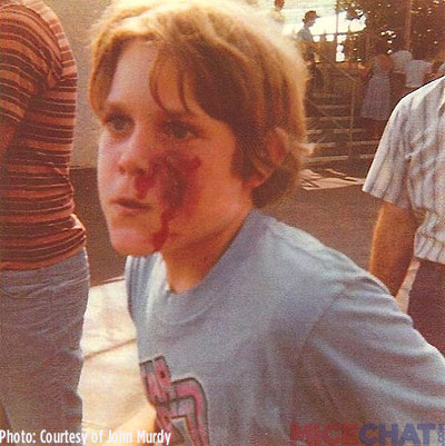John Murdy at Universal Studios in 1977, fresh out of the Make up demonstration show, wandering the park startling guests.