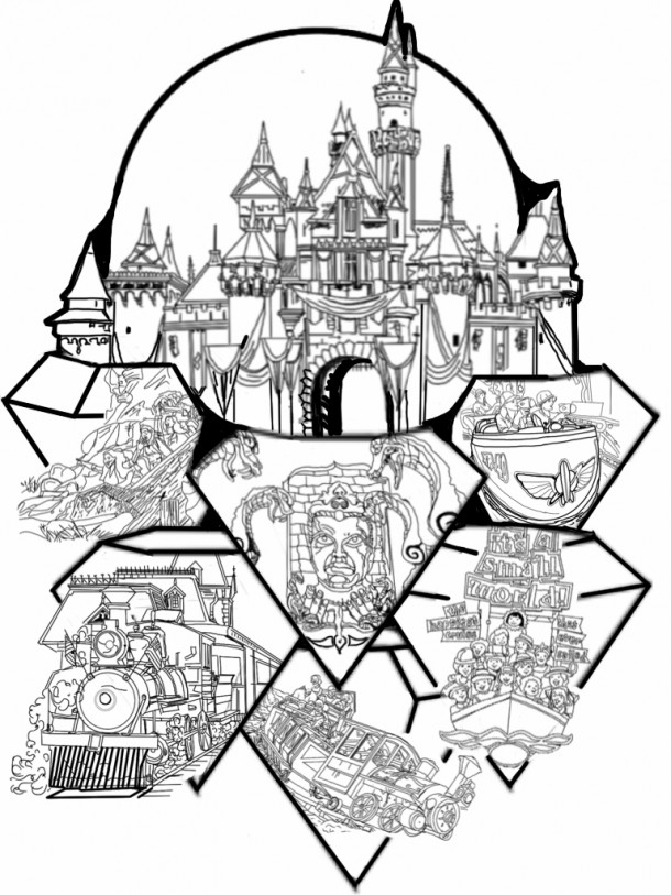 Version #1 – shows the exteriors of the 6 attractions selected.