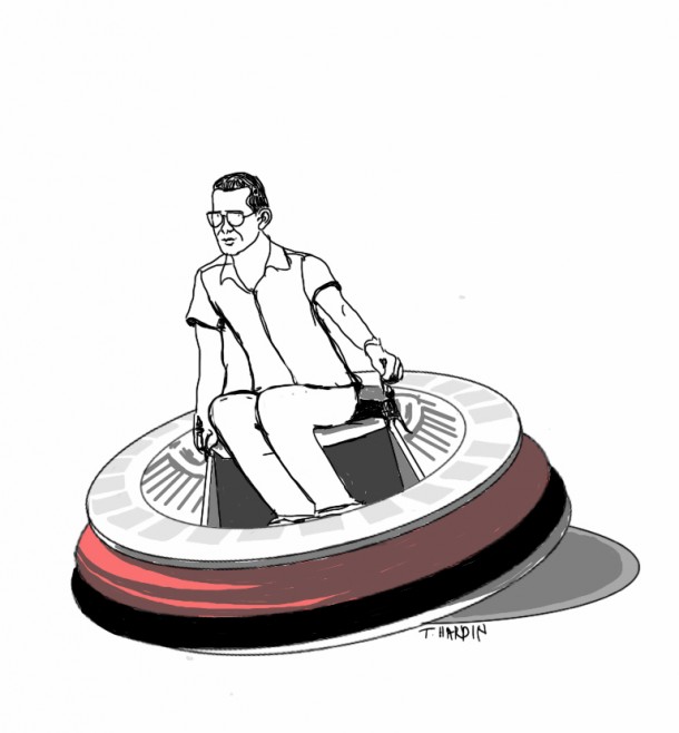 Rough Concept drawing for Bob Gurr’s Retro Flying Saucer Ride Vehicle.