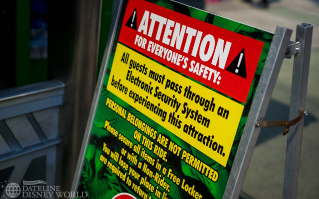 No loose articles are allowed, and guests now have to pass through metal detectors before being allowed to ride.