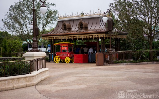 This section by Tomorrowland in the Hub is now done and has food and beverage service inside.