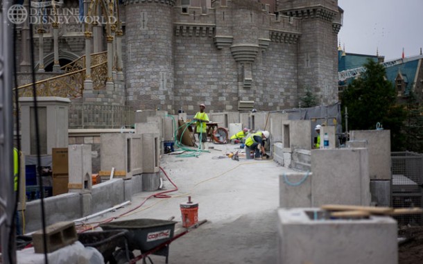 Work being done to change the walkway up to the Castle.