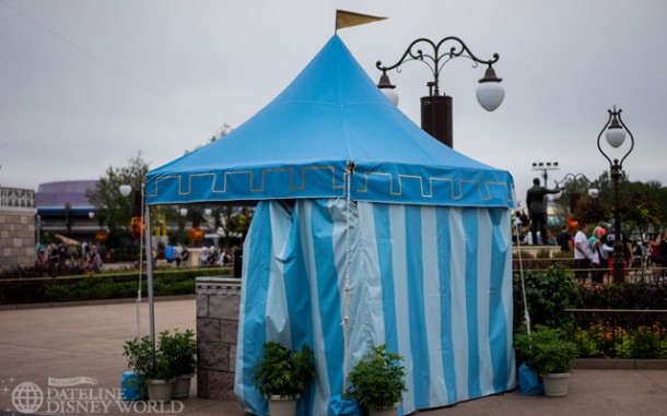Temporary tents for show control in the Hub.