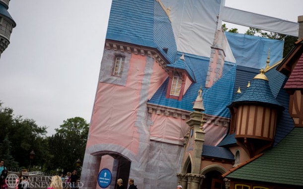 Work still happening at the Cinderella fountain.