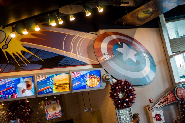 Yes, it is October. And yes, the Captain America Diner has Christmas decor in place.