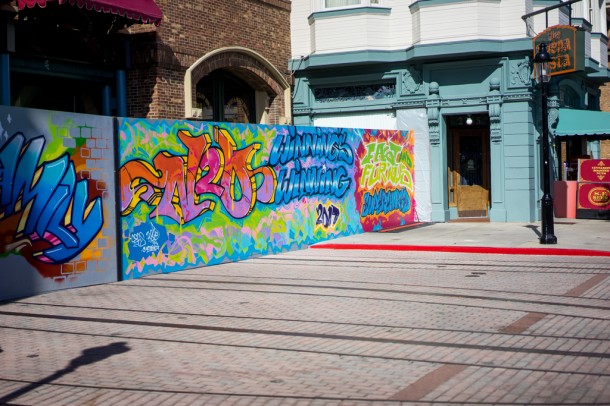 Speaking of fresh paint, there is some fun graffiti being used as construction walls for the new Fast and Furious: Supercharged attraction that is coming in 2017. 