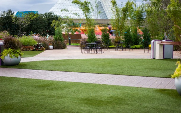 This seating area from Food and Wine has stuck around, probably to help absorb holiday and New Year's Eve crowds.