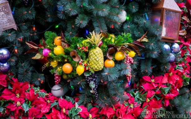 America's tree has fruit ornaments.
