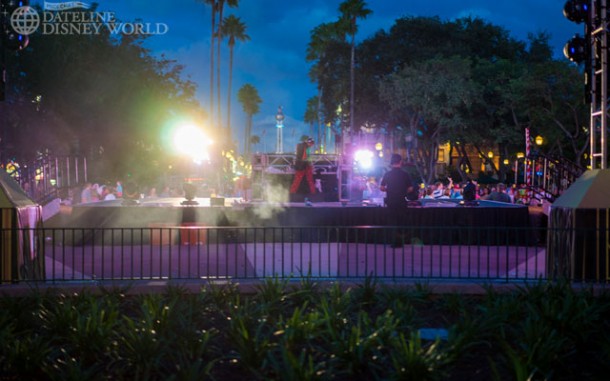 This is view from the back of the new stage, where a DJ was playing Christmas dance music.