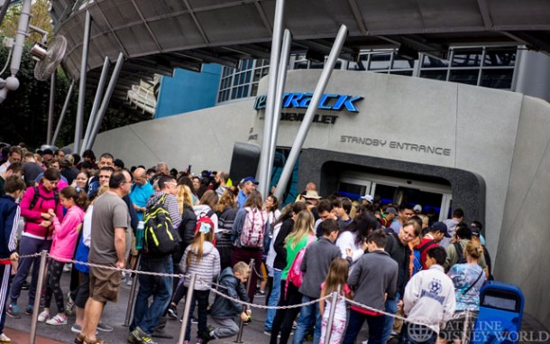 90 minute wait at 10am for Test Track. Expect that to grow now that Soarin' is closed.