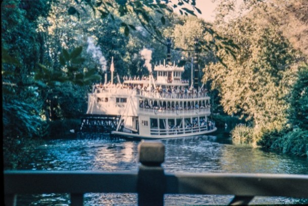 The Mark Twain enters the true back woods of Disneyland